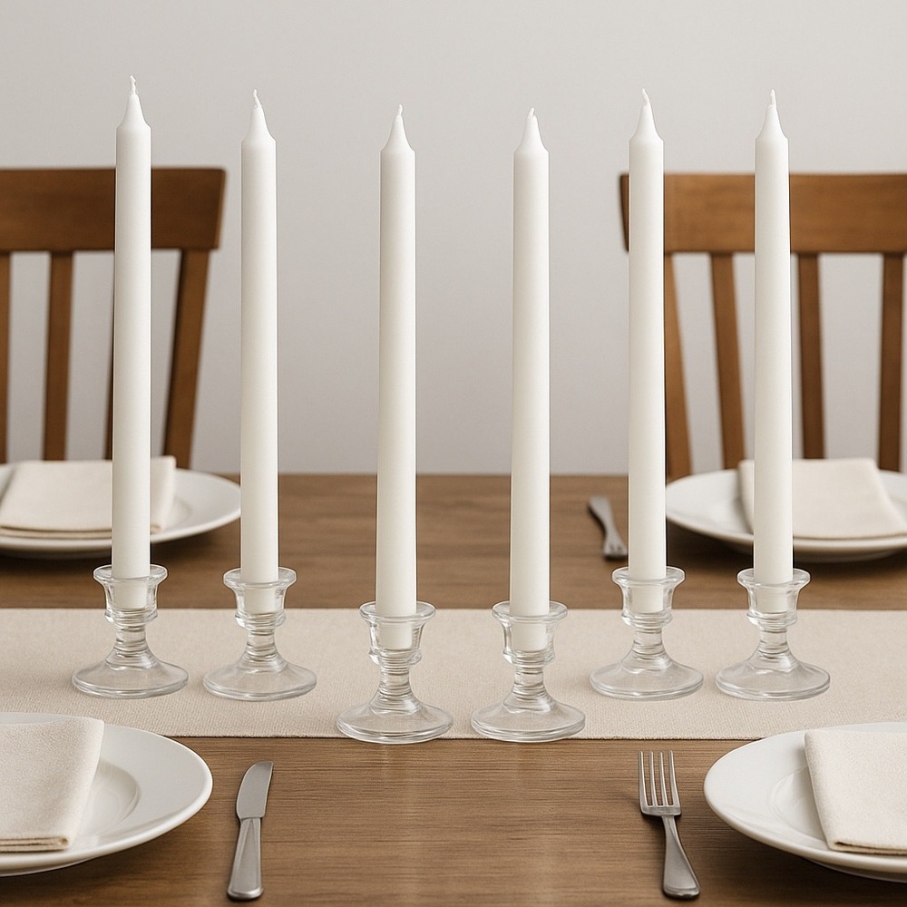 Luminessence White Taper Candles‎ Lot of 10 Unscented 10" Dining Decor